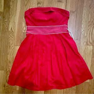 Red Strapless Dress with White Belt